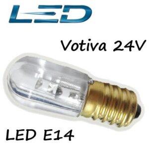 Lampada Votiva LED E14 24V 3 led Luce Calda